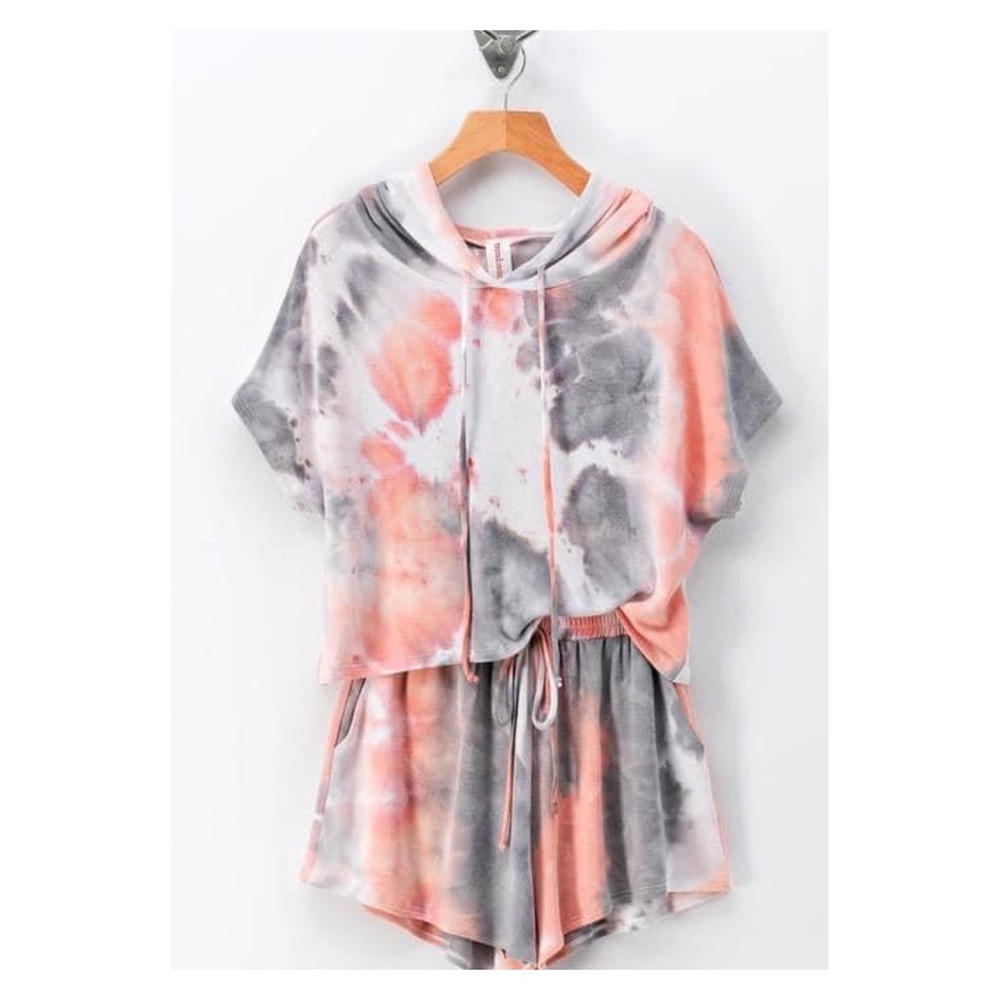 Orange and gray lounge crop set